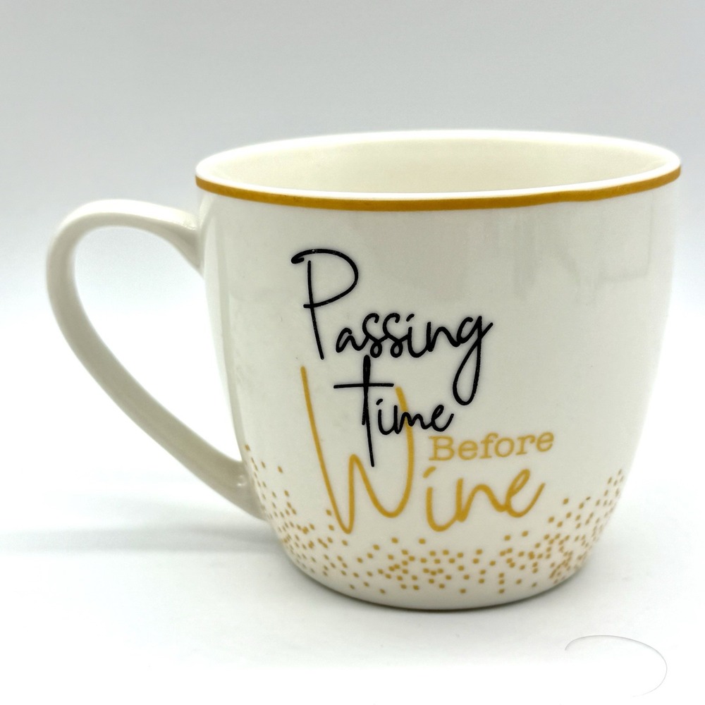 Pimpernel "Passing Time Before Wine"‎ 16 oz. Porcelain Coffee Mug Cup